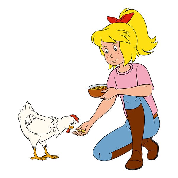 Bibi von Bibi & Tina füttern ein Huhn. Quartett Kartenspiel – ASS Altenburger Spielkarten