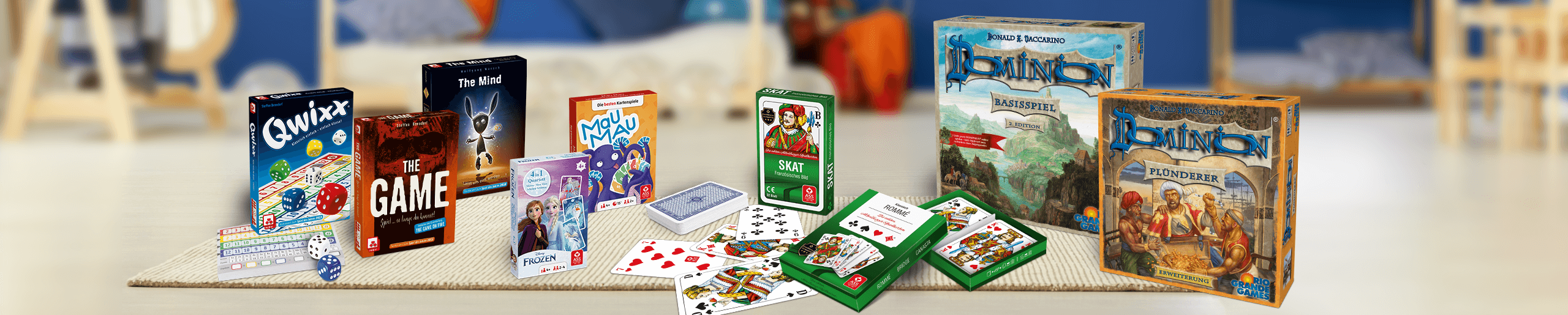 Headerbild Familienhelden Fachhandelsprogramm mit beliebten Spielen von allen Marken