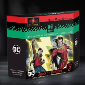 Eine Hro DC Chapter 3 8 pack Schachtel steht mit sichtbarer Vorderseite vor schwarzem Hintergrund.