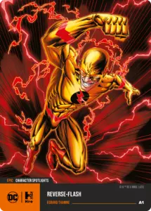 Hro Sammelkarte mit The Flash in Reverse Ansicht als Fokus